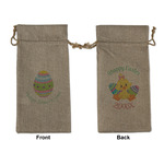 Easter Eggs Large Burlap Gift Bag - Front & Back (Personalized)