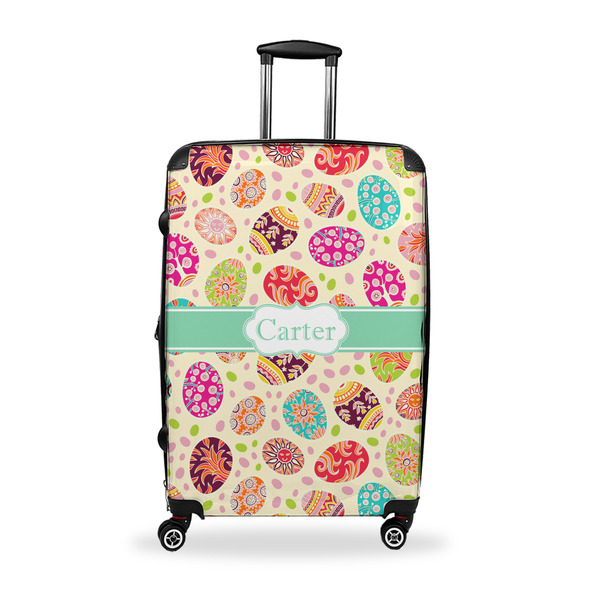 Custom Easter Eggs Suitcase - 28" Large - Checked w/ Name or Text