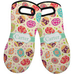 Easter Eggs Neoprene Oven Mitts - Set of 2 w/ Name or Text