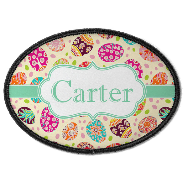 Custom Easter Eggs Iron On Oval Patch w/ Name or Text