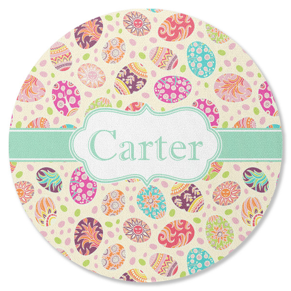 Custom Easter Eggs Round Rubber Backed Coaster (Personalized)