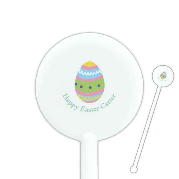 Custom Easter Eggs 5.5" Round Plastic Stir Sticks - White - Double Sided (Personalized)