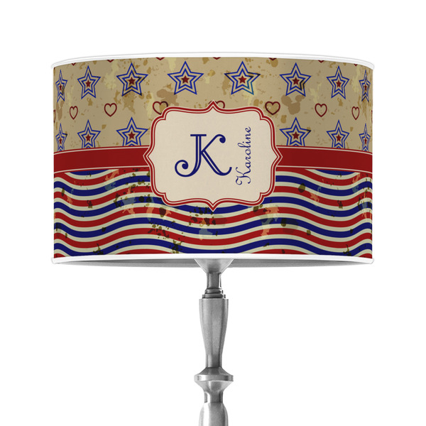 Custom Vintage Stars & Stripes 12" Drum Lamp Shade - Poly-film (Personalized)