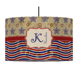 Vintage Stars & Stripes 12" Drum Pendant Lamp - Fabric (Personalized)