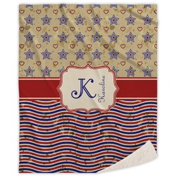 Vintage Stars & Stripes Sherpa Throw Blanket (Personalized)