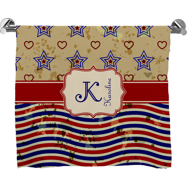 Custom Vintage Stars & Stripes Bath Towel (Personalized)