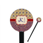 Vintage Stars & Stripes 7" Round Plastic Stir Sticks - Black - Double Sided (Personalized)