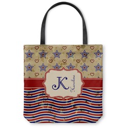 Vintage Stars & Stripes Canvas Tote Bag - Large - 18"x18" (Personalized)