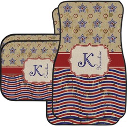 Vintage Stars & Stripes Car Floor Mats Set - 2 Front & 2 Back (Personalized)