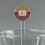 Vintage Stars & Stripes 7" Round Plastic Stir Sticks - Clear (Personalized)