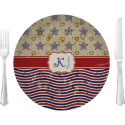 Vintage Stars & Stripes Glass Lunch / Dinner Plate 10" (Personalized)