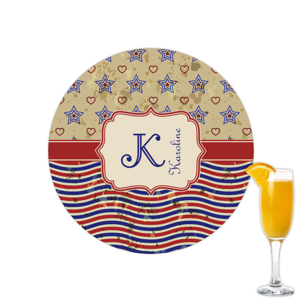 Custom Vintage Stars & Stripes Printed Drink Topper - 2.15" (Personalized)