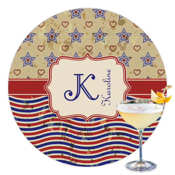 Custom Vintage Stars & Stripes Printed Drink Topper - 3.5" (Personalized)