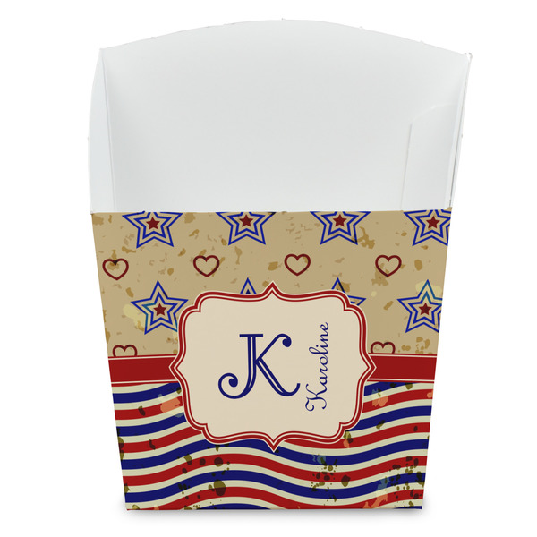 Custom Vintage Stars & Stripes French Fry Favor Boxes (Personalized)