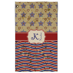 Vintage Stars & Stripes Golf Towel - Poly-Cotton Blend w/ Name and Initial