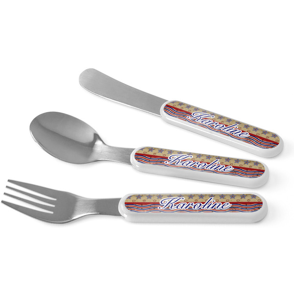 Custom Vintage Stars & Stripes Kid's Flatware (Personalized)