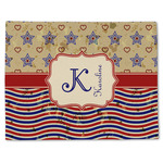 Vintage Stars & Stripes Single-Sided Linen Placemat - Single w/ Name and Initial