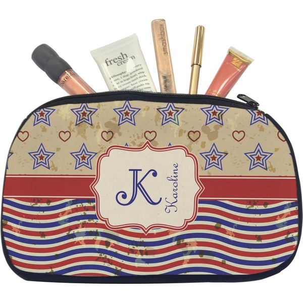 Custom Vintage Stars & Stripes Makeup / Cosmetic Bag - Medium (Personalized)