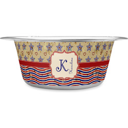 Vintage Stars & Stripes Stainless Steel Dog Bowl - Small (Personalized)