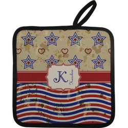 Vintage Stars & Stripes Pot Holder w/ Name and Initial