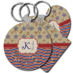 Vintage Stars & Stripes Plastic Keychain (Personalized)