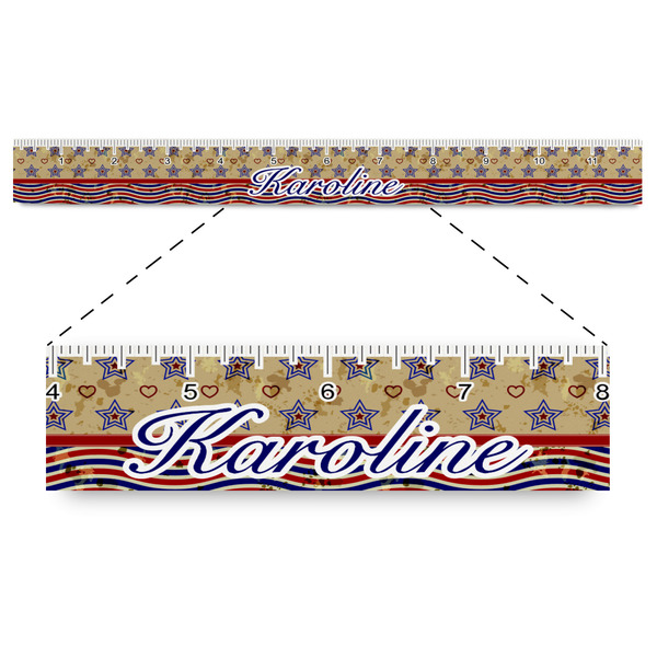 Custom Vintage Stars & Stripes Plastic Ruler - 12" (Personalized)