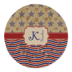 Vintage Stars & Stripes Round Linen Placemat - Single Sided (Personalized)