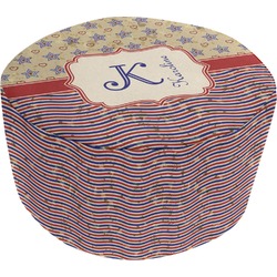 Vintage Stars & Stripes Round Pouf Ottoman (Personalized)