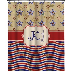Vintage Stars & Stripes Extra Long Shower Curtain - 70"x84" (Personalized)