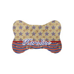 Vintage Stars & Stripes Bone Shaped Dog Food Mat (Small) (Personalized)