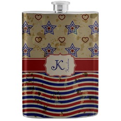 Vintage Stars & Stripes Stainless Steel Flask (Personalized)