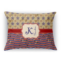 Vintage Stars & Stripes Rectangular Throw Pillow Case (Personalized)