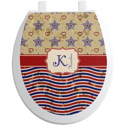 Vintage Stars & Stripes Toilet Seat Decal - Round (Personalized)