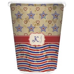 Vintage Stars & Stripes Waste Basket - Double Sided (White) (Personalized)