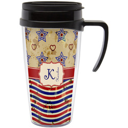 Vintage Stars & Stripes Acrylic Travel Mug with Handle (Personalized)