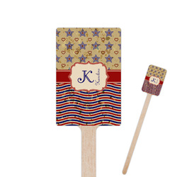 Vintage Stars & Stripes 6.25" Rectangle Wooden Stir Sticks - Single Sided (Personalized)