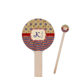 Vintage Stars & Stripes 7.5" Round Wooden Stir Sticks - Single Sided (Personalized)