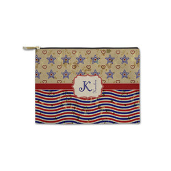 Vintage Stars & Stripes Zipper Pouch - Small - 8.5"x6" (Personalized)