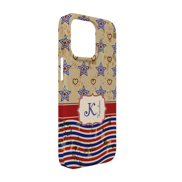 Custom Vintage Stars & Stripes iPhone Case - Plastic - iPhone 13 Pro (Personalized)