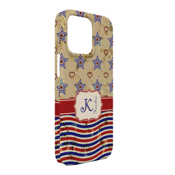 Custom Vintage Stars & Stripes iPhone Case - Plastic - iPhone 13 Pro Max (Personalized)