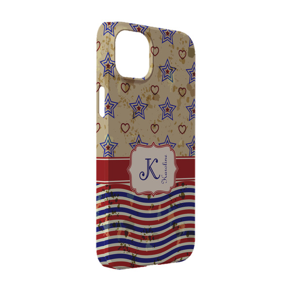 Custom Vintage Stars & Stripes iPhone Case - Plastic - iPhone 14 (Personalized)