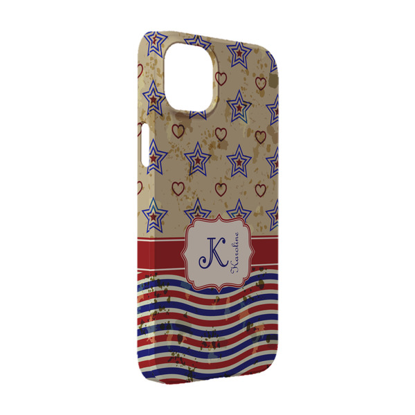 Custom Vintage Stars & Stripes iPhone Case - Plastic - iPhone 14 Pro (Personalized)