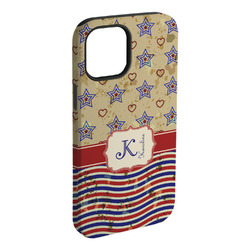 Vintage Stars & Stripes iPhone Case - Rubber Lined - iPhone 15 Plus (Personalized)