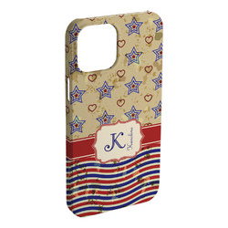 Vintage Stars & Stripes iPhone Case - Plastic - iPhone 15 Pro Max (Personalized)