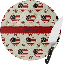 Americana Round Glass Cutting Board (Personalized)