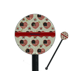 Americana 5.5" Round Plastic Stir Sticks - Black - Single Sided (Personalized)