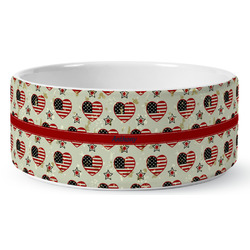 Americana Ceramic Dog Bowl - Medium (Personalized)
