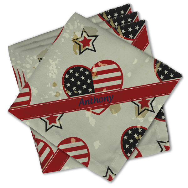 Custom Americana Cloth Cocktail Napkins - Set of 4 w/ Name or Text