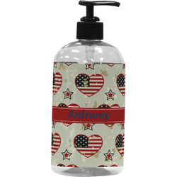 Americana Plastic Soap / Lotion Dispenser (16 oz - Large - Black) (Personalized)