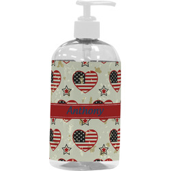 Americana Plastic Soap / Lotion Dispenser (16 oz - Large - White) (Personalized)